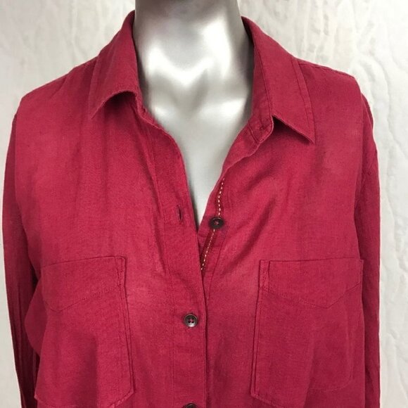 Lucky Brand Button Up Maroon Shirt Size S - Picture 3 of 7